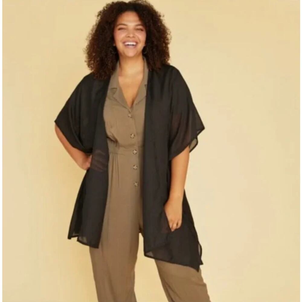 TJD The Jetset Diaries Standard Kaftan Kimono in Black Womens One Size Fits Most